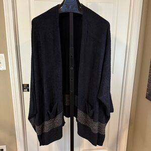 Barefoot Dreams Black and Gray Open Cardigan